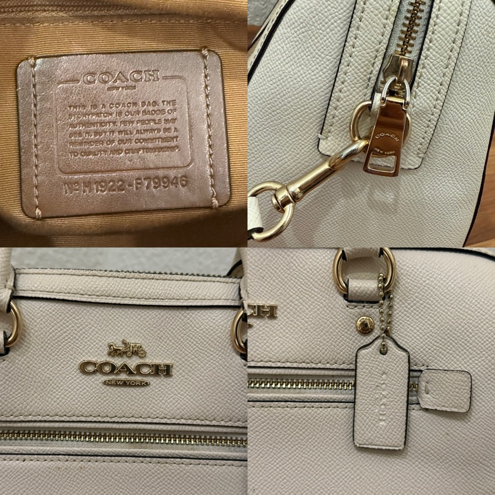 COACH 79946 Rowan Crossgrain Leather Satchel Shoulder Crossbody Bag Chalk / Gold - Picture 11 of 16